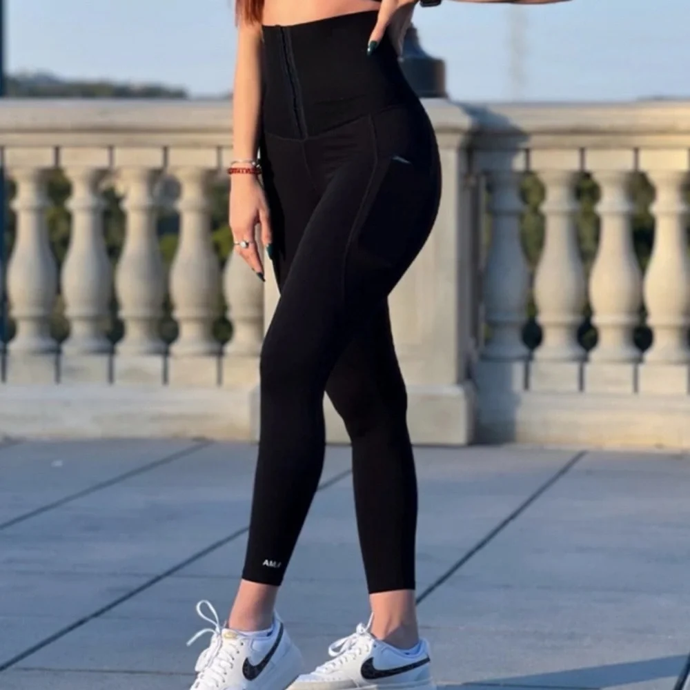 Athletics Motions Black High-Waisted Leggings with Built-In Waist Trainer Size S - Picture 1 of 8